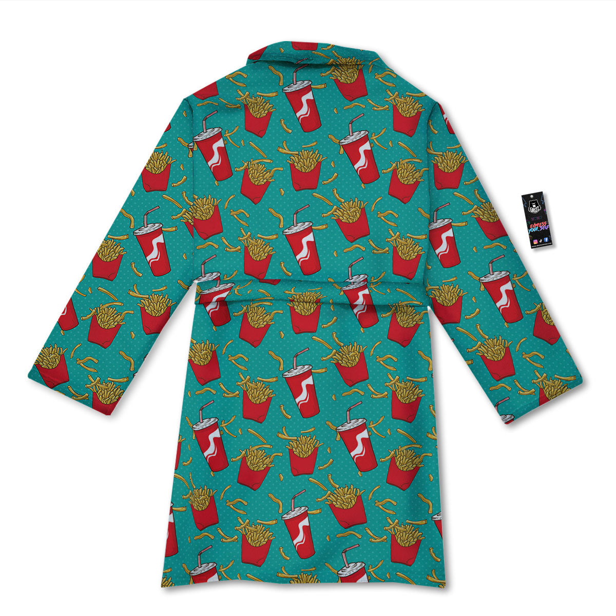 Cola And French Fries Print Pattern Bathrobe-grizzshop