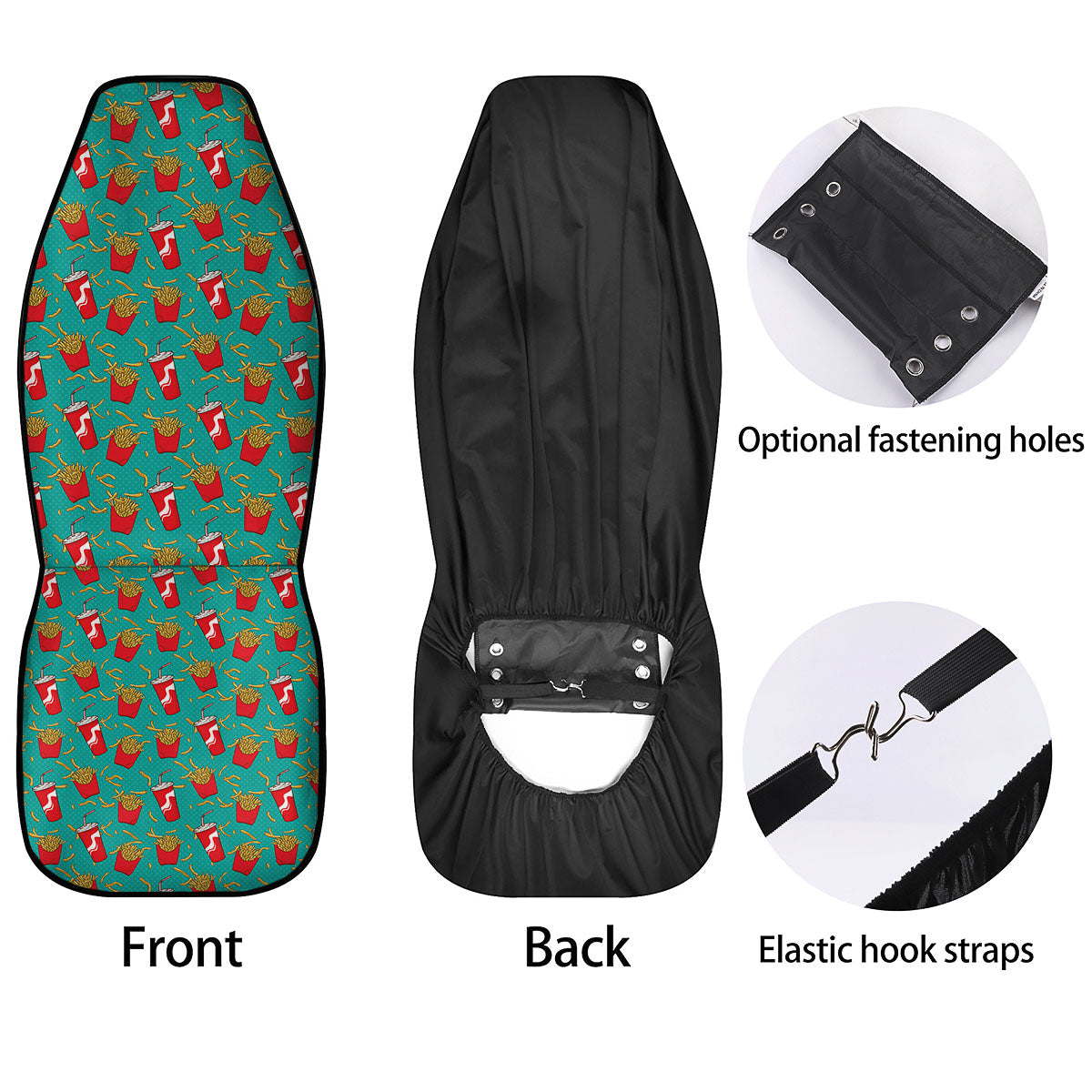Cola And French Fries Print Pattern Car Seat Covers-grizzshop