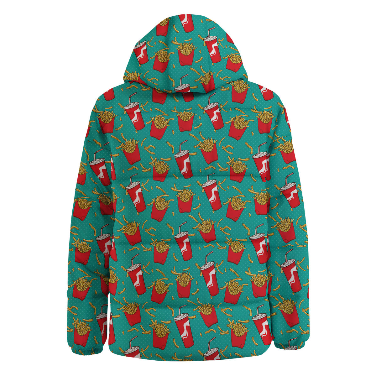 Cola And French Fries Print Pattern Down Jacket-grizzshop