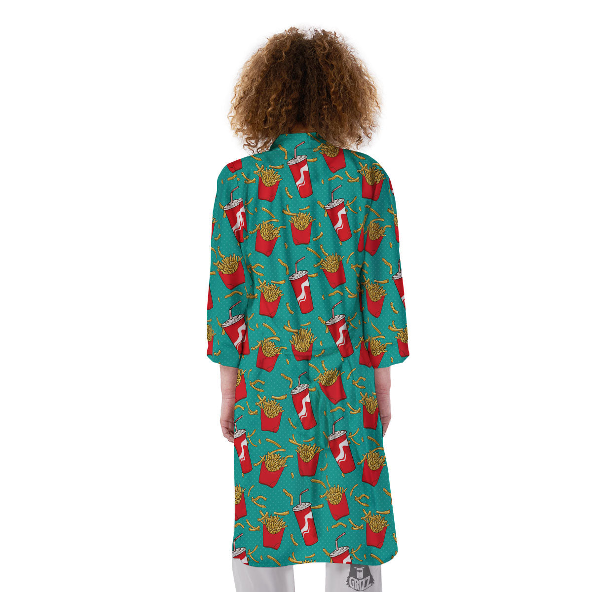 Cola And French Fries Print Pattern Kimono-grizzshop
