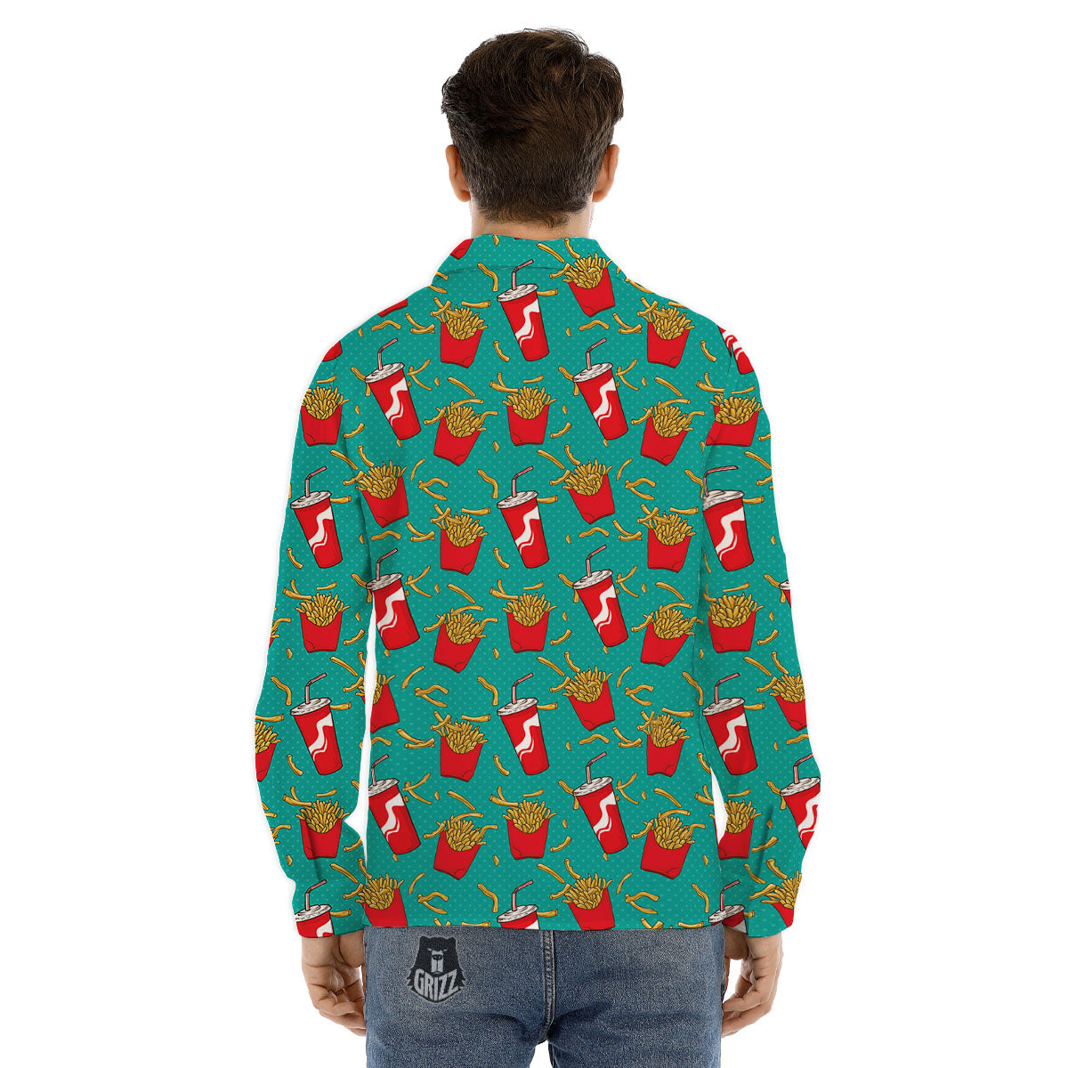 Cola And French Fries Print Pattern Men's Dress Shirts-grizzshop