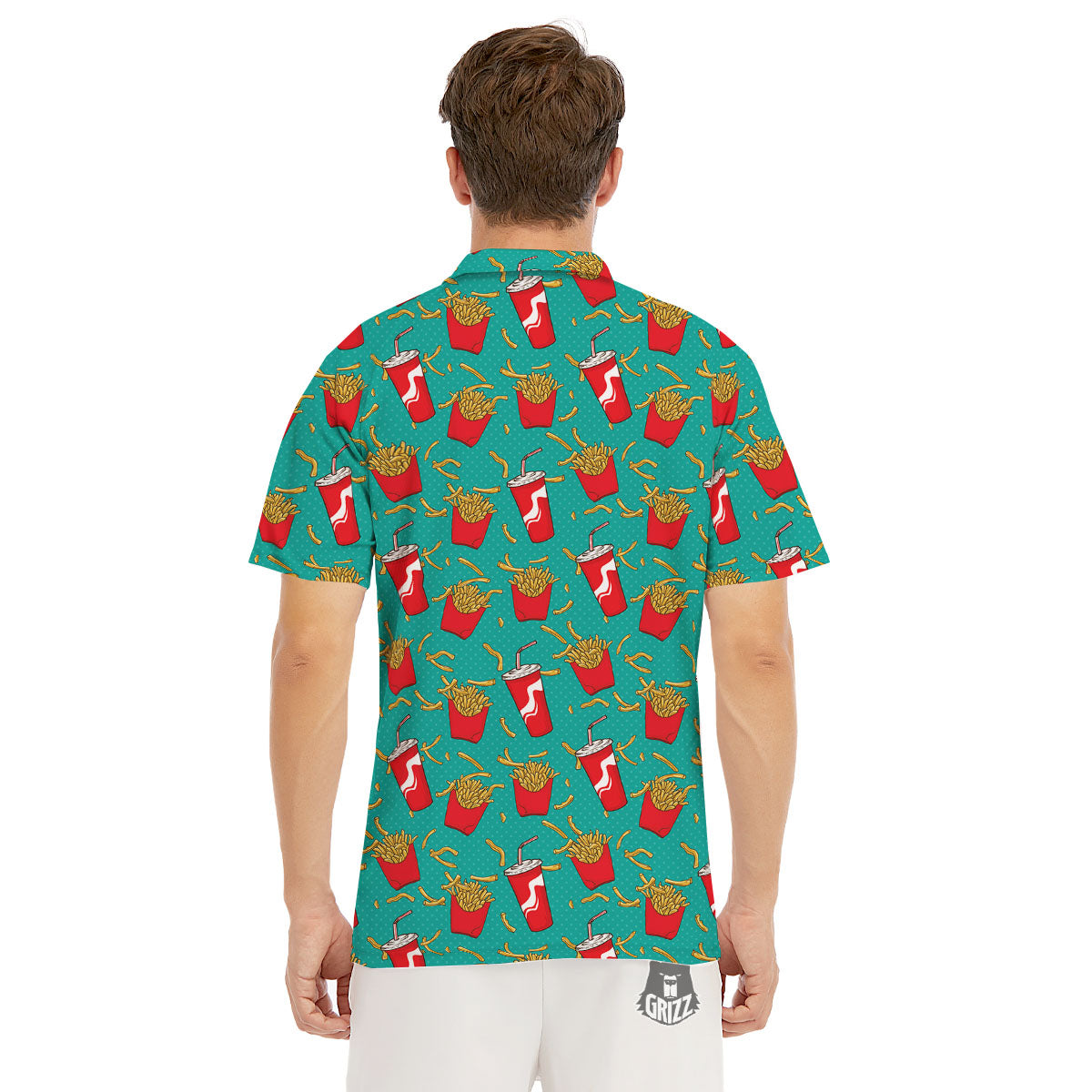 Cola And French Fries Print Pattern Men's Golf Shirts-grizzshop