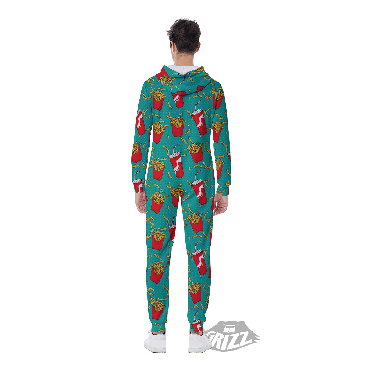 Cola And French Fries Print Pattern Men's Jumpsuit-grizzshop