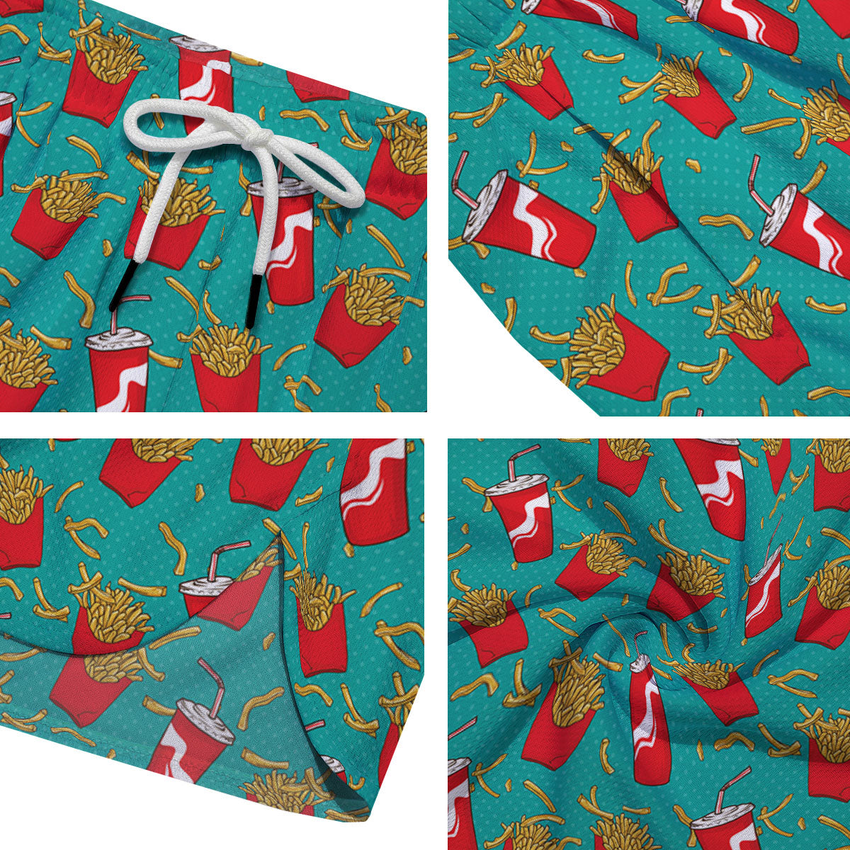 Cola And French Fries Print Pattern Men's Running Shorts-grizzshop
