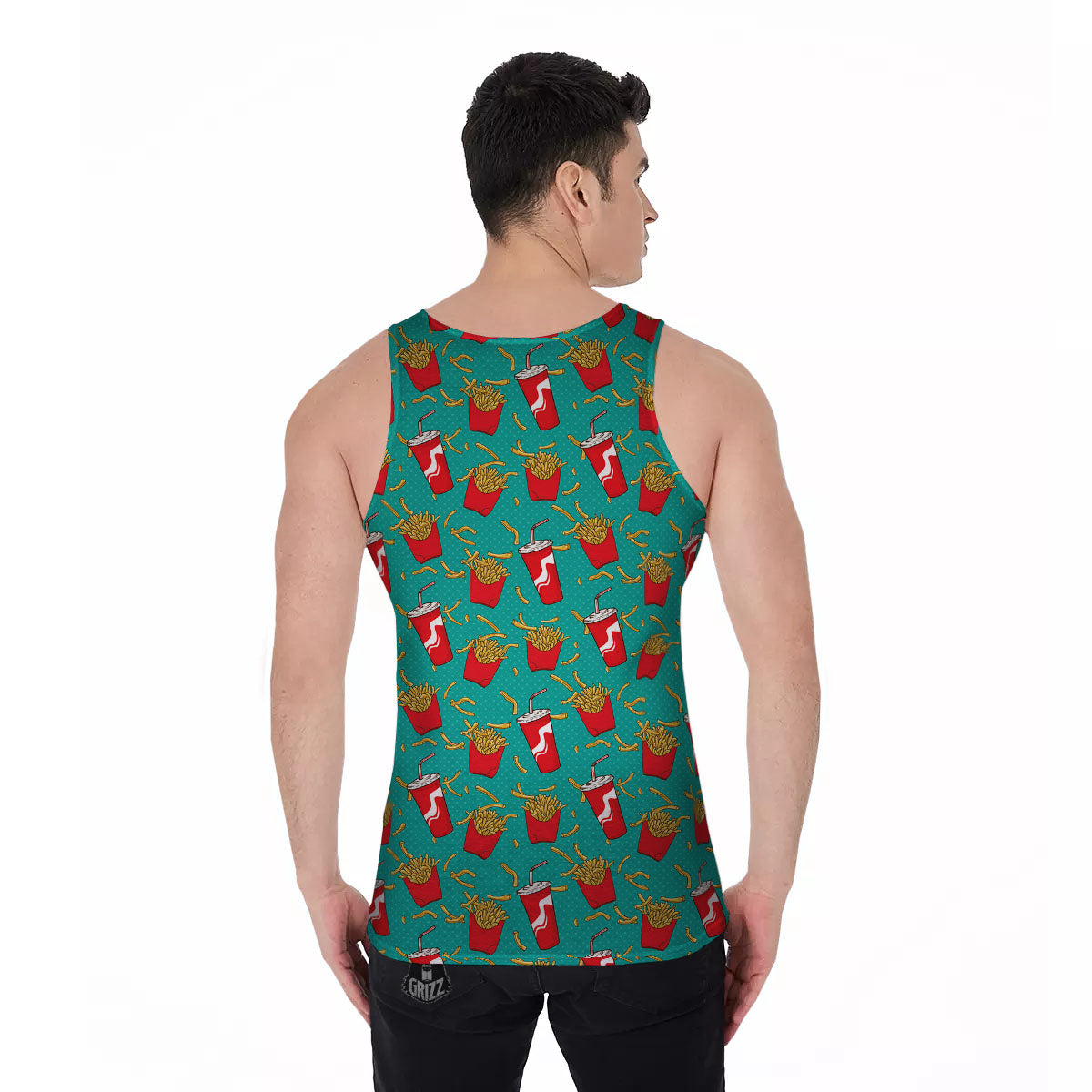 Cola And French Fries Print Pattern Men's Tank Top-grizzshop