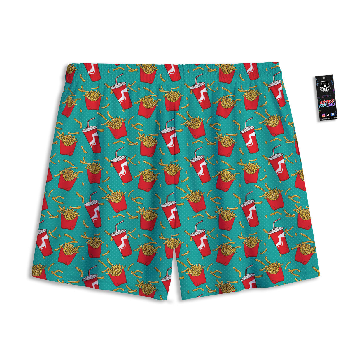 Cola And French Fries Print Pattern Mesh Shorts