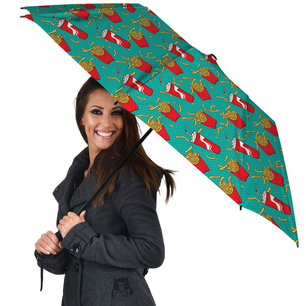 Cola And French Fries Print Pattern Umbrella-grizzshop