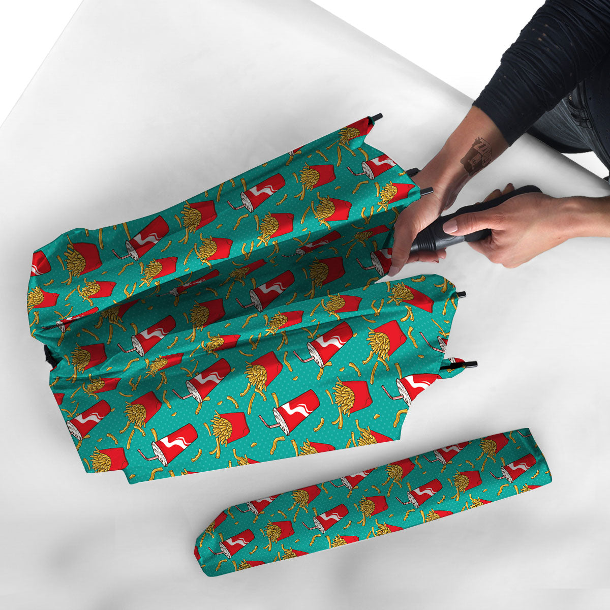 Cola And French Fries Print Pattern Umbrella-grizzshop