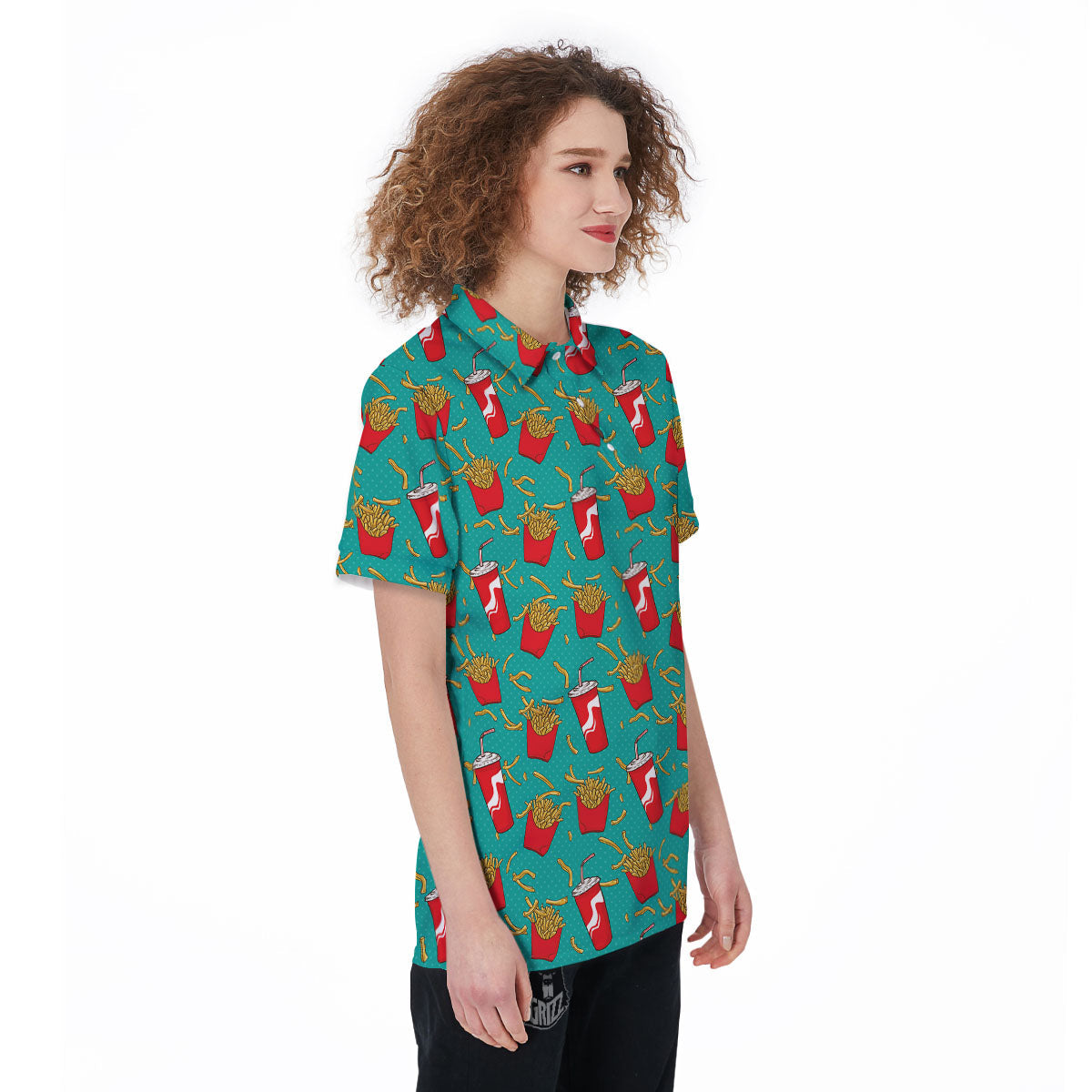 Cola And French Fries Print Pattern Women's Golf Shirts-grizzshop