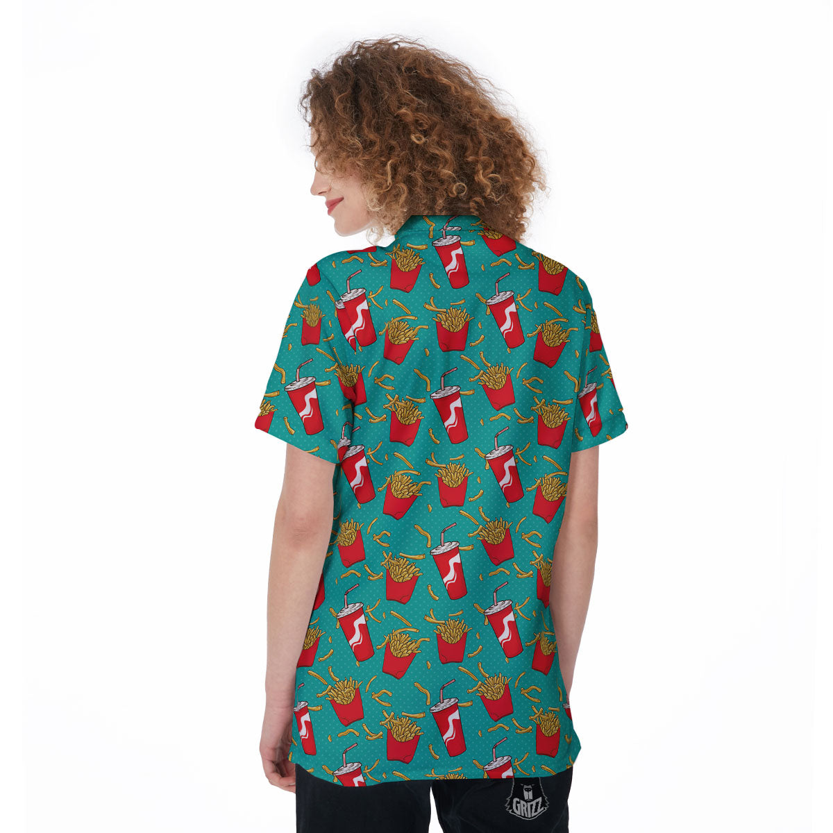 Cola And French Fries Print Pattern Women's Golf Shirts-grizzshop
