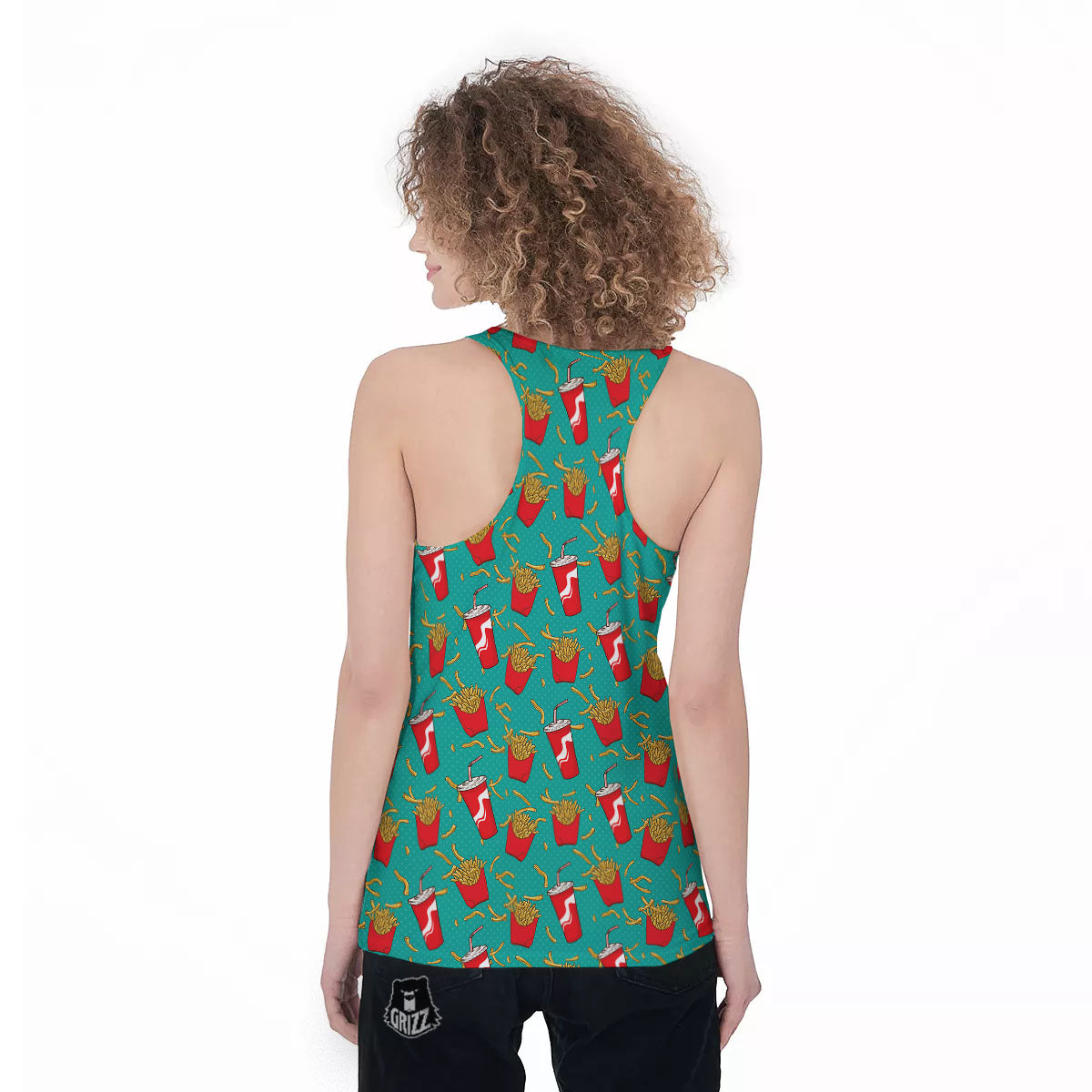 Cola And French Fries Print Pattern Women's Racerback Tank Top-grizzshop