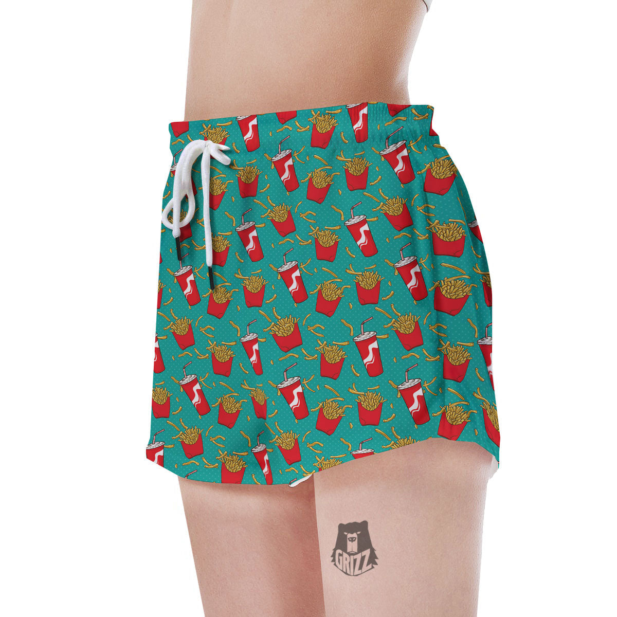 Cola And French Fries Print Pattern Women's Shorts-grizzshop