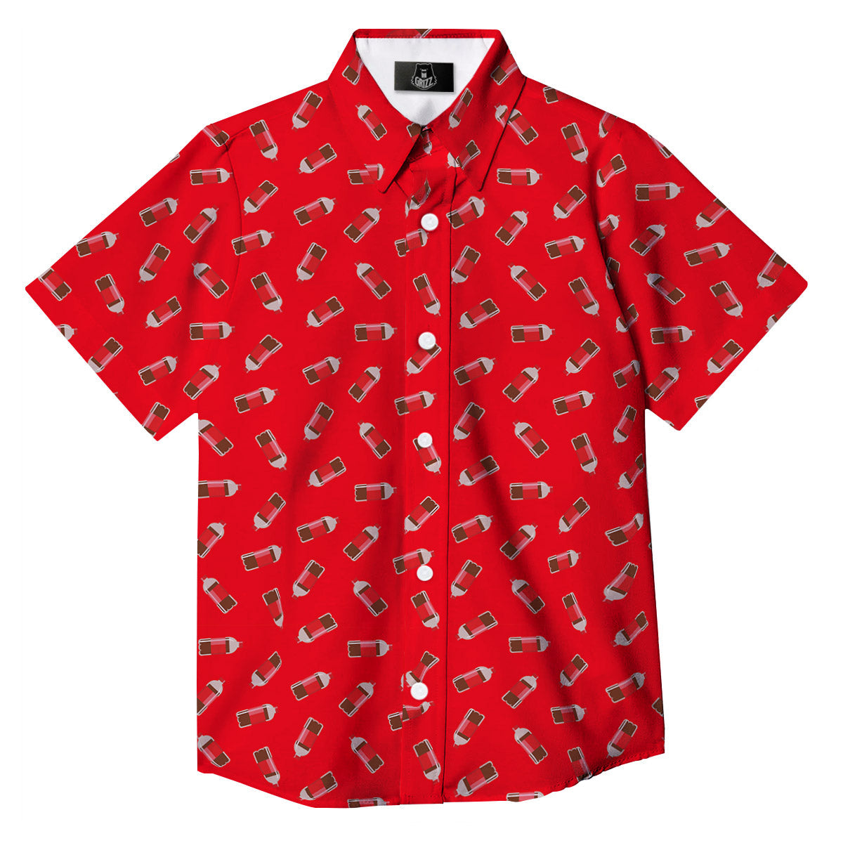 Cola Bottle Print Pattern Button Up Shirt-grizzshop