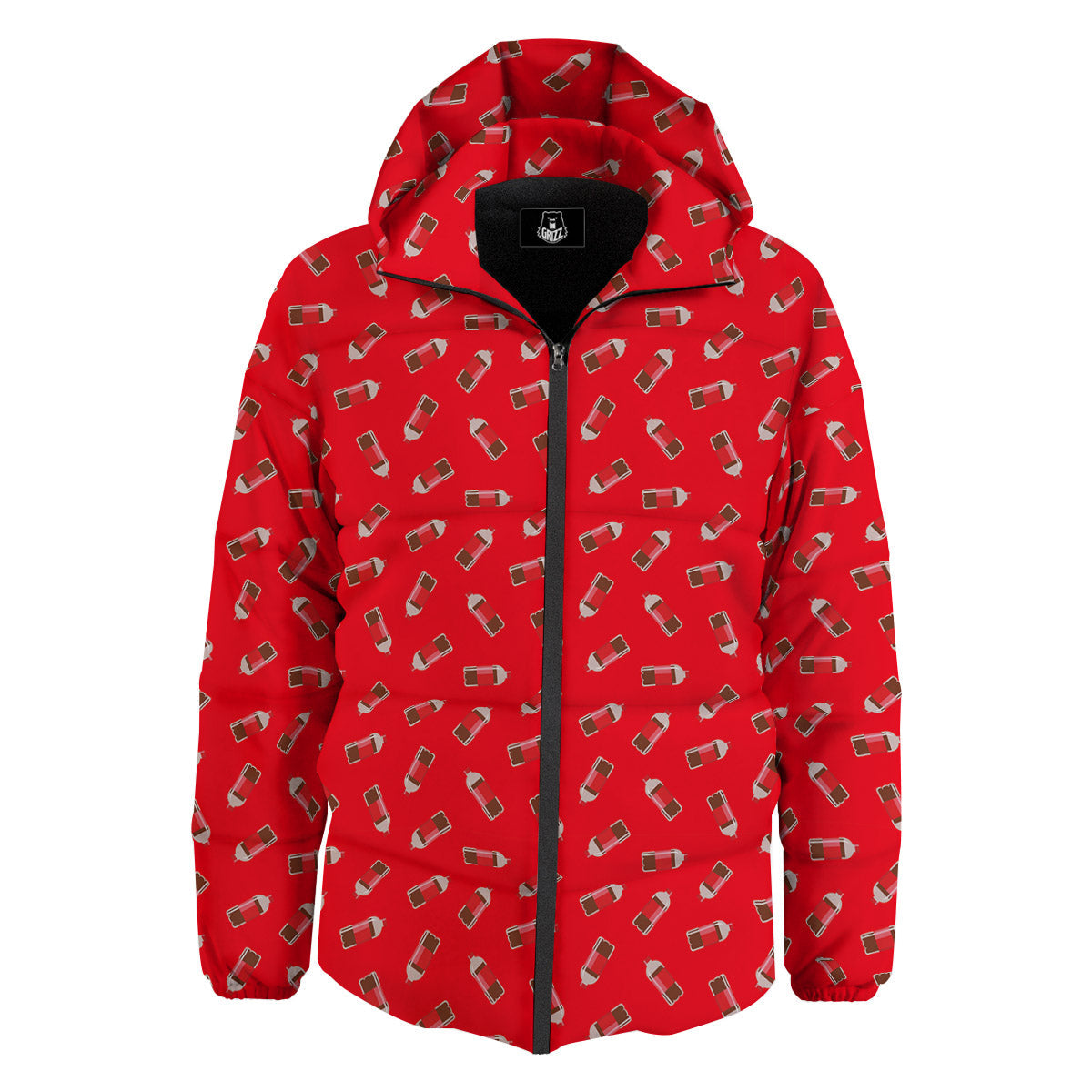 Cola Bottle Print Pattern Down Jacket-grizzshop
