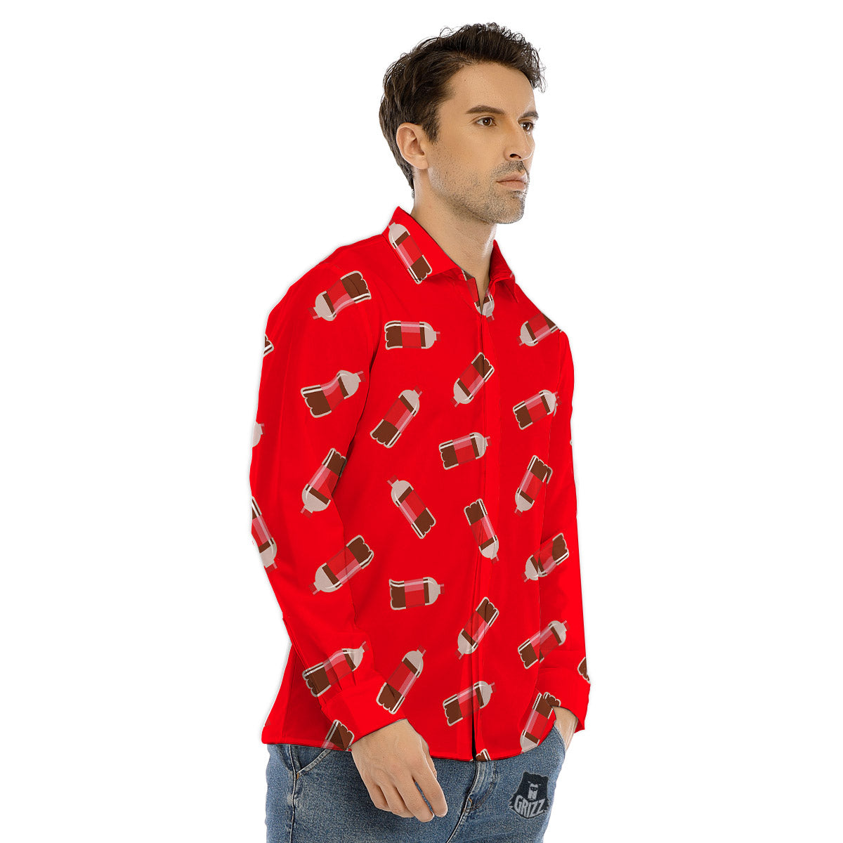 Cola Bottle Print Pattern Men's Dress Shirts-grizzshop