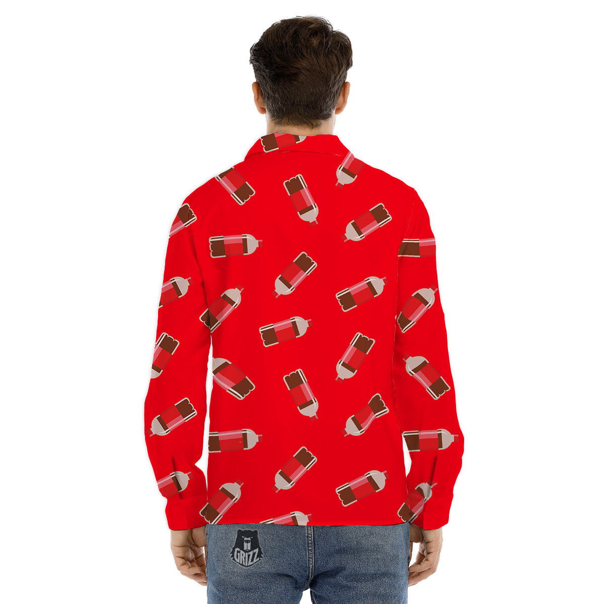 Cola Bottle Print Pattern Men's Dress Shirts-grizzshop