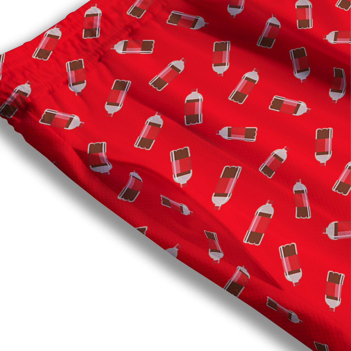 Cola Bottle Print Pattern Mesh Shorts-grizzshop
