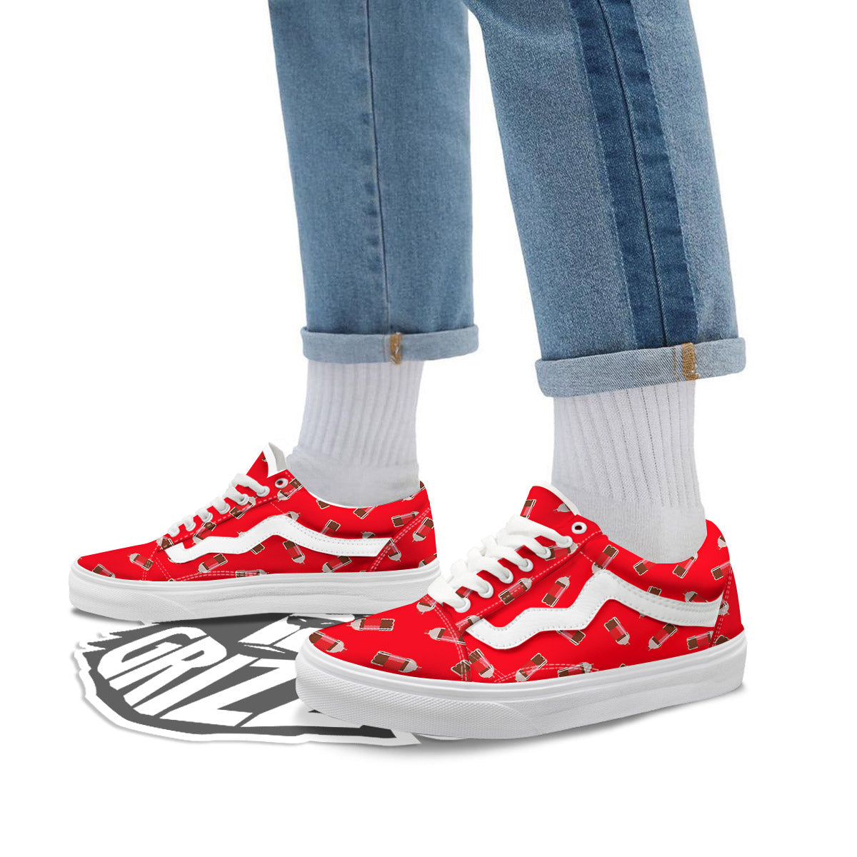 Cola Bottle Print Pattern Skate Shoes-grizzshop