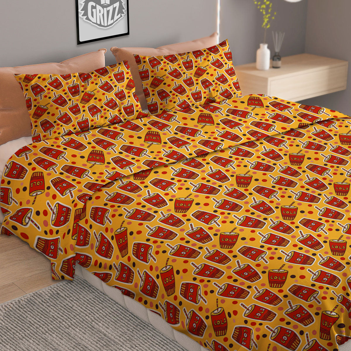 Cola Glass Print Pattern Duvet Cover Bedding Set