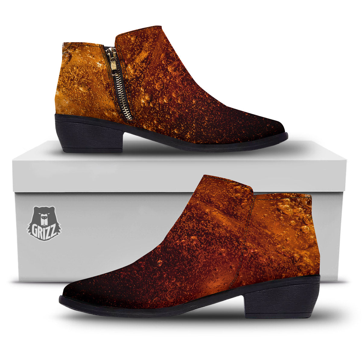 Cola Print Ankle Boots-grizzshop
