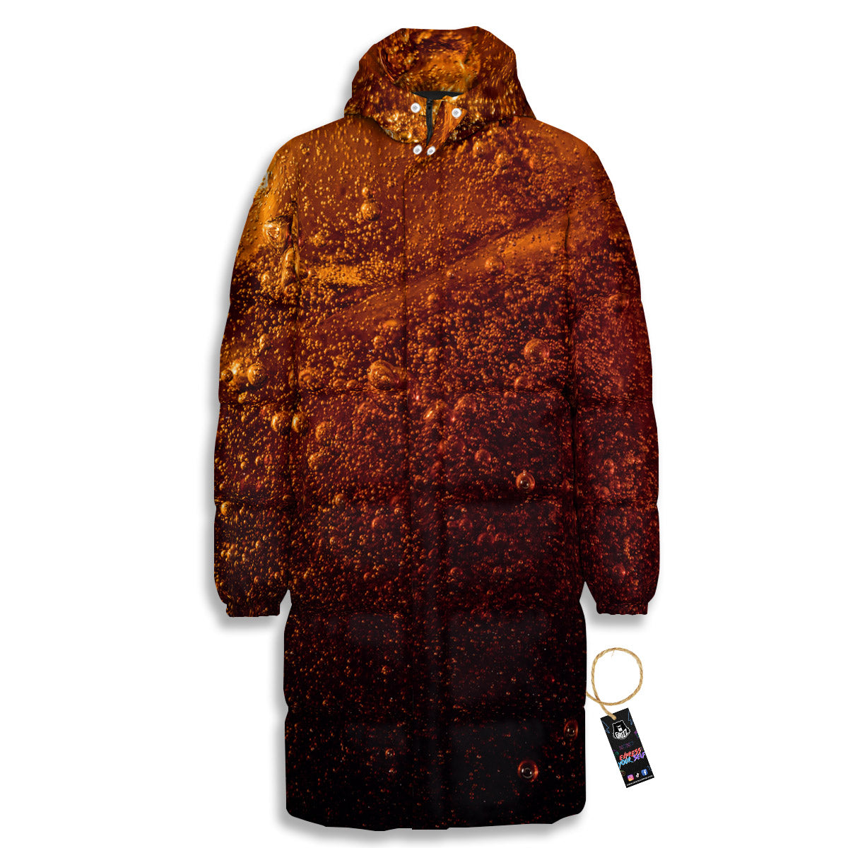 Cola Print Long Down Jacket-grizzshop