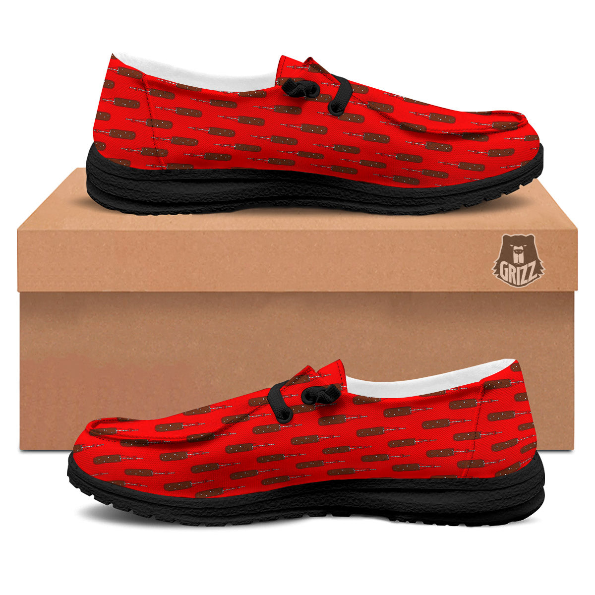 Cola Print Pattern Black Loafers-grizzshop