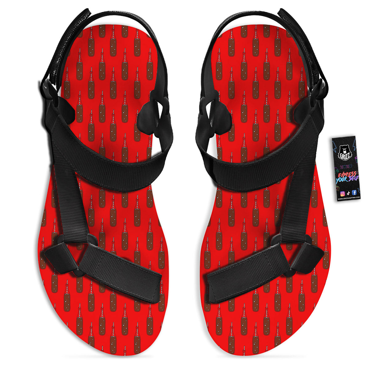 Cola Print Pattern Black Open Toe Sandals-grizzshop