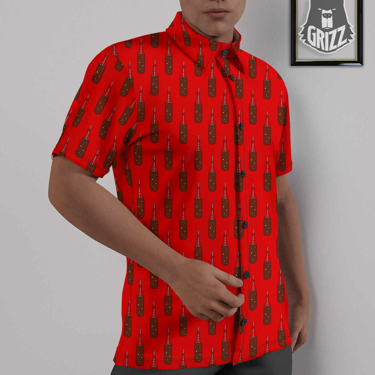 Cola Print Pattern Untucked Shirts-grizzshop