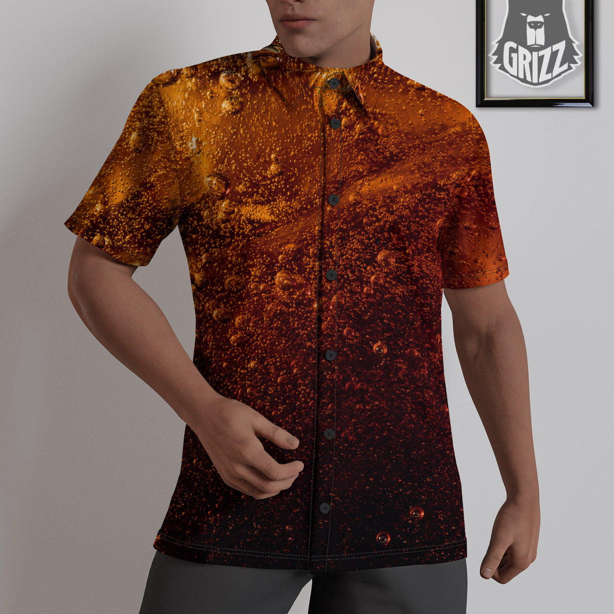Cola Print Untucked Shirts-grizzshop