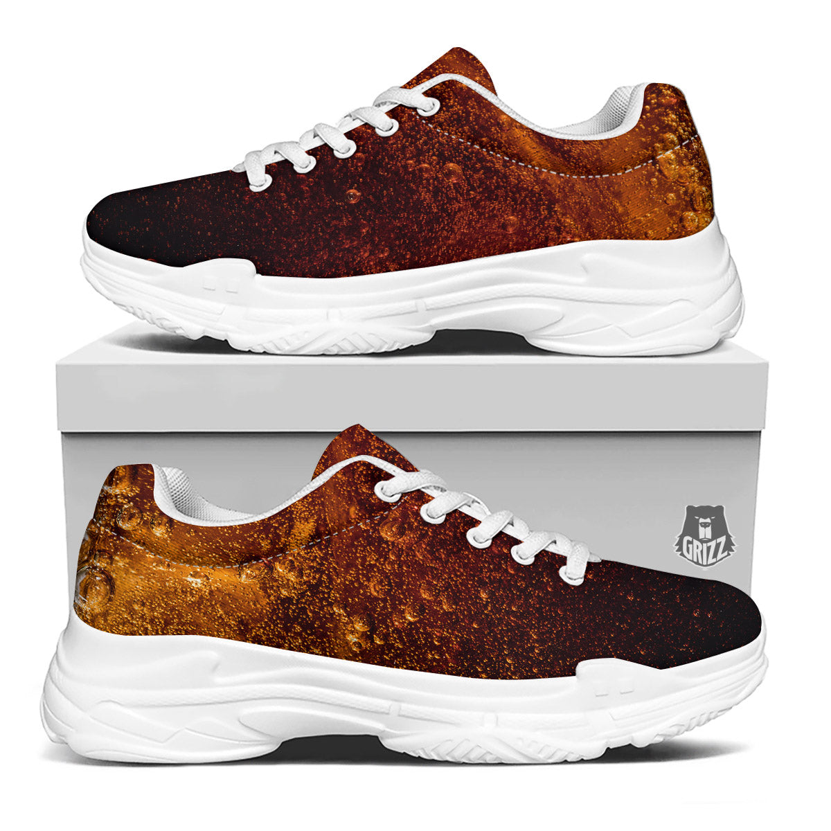 Cola Print White Chunky Shoes-grizzshop