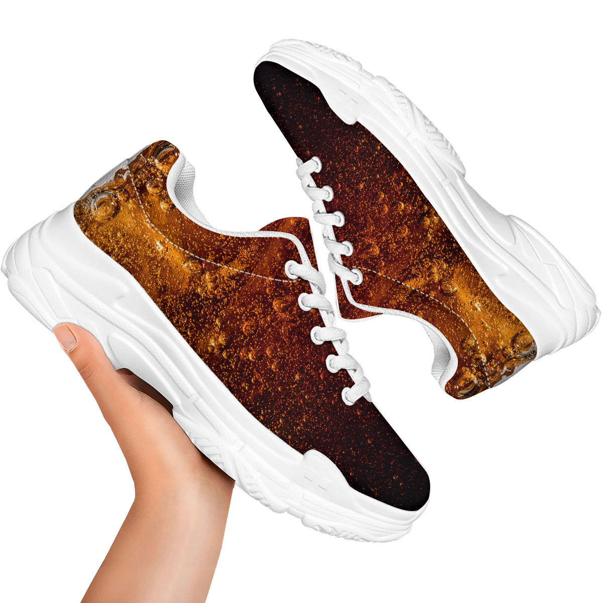 Cola Print White Chunky Shoes-grizzshop