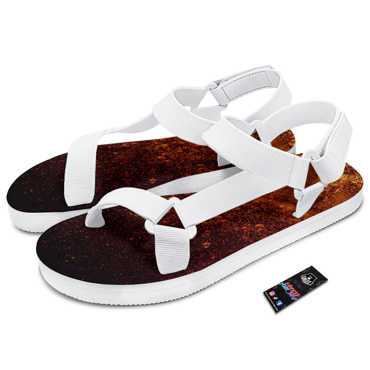 Cola Print White Open Toe Sandals-grizzshop