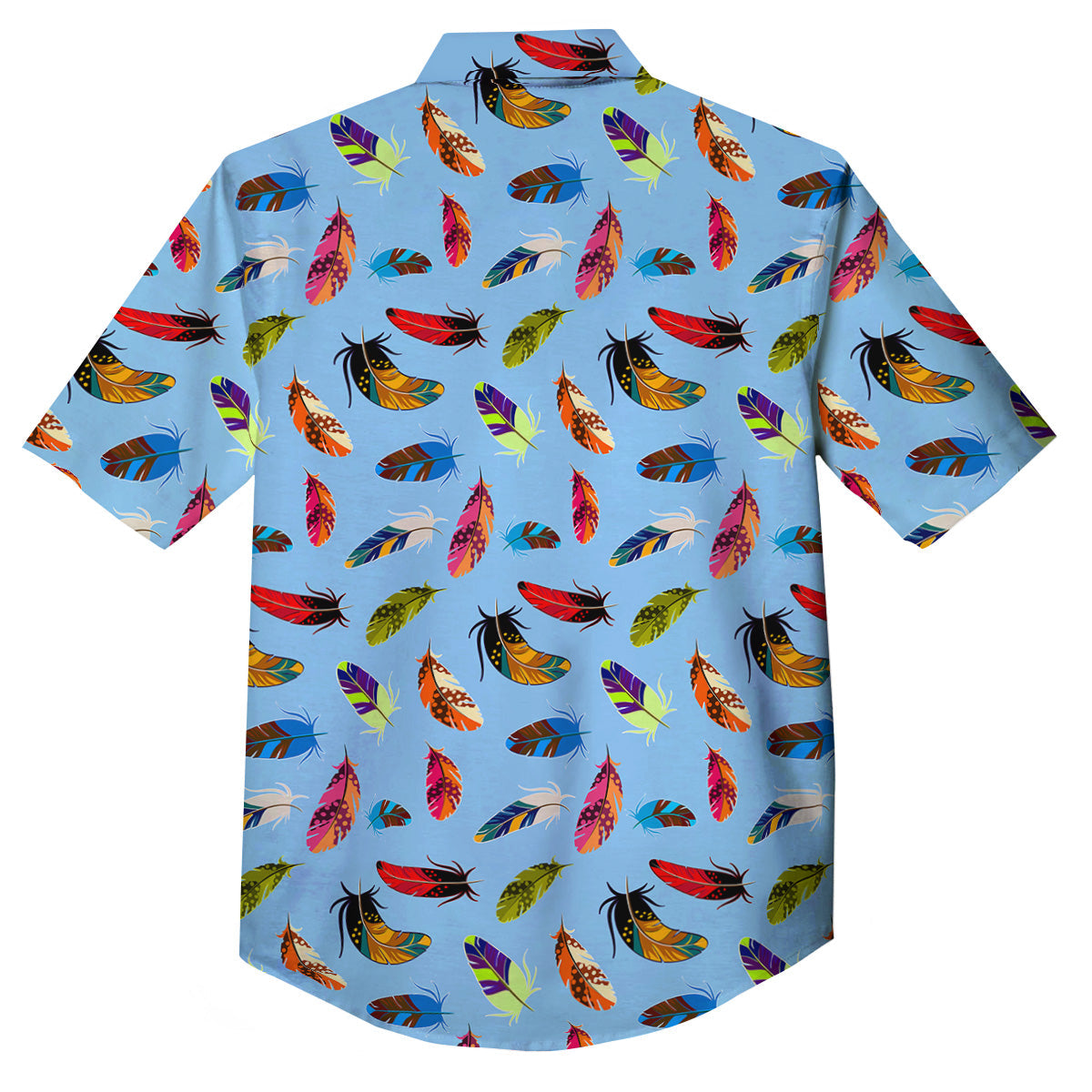 Colored Feathers Print Pattern Button Up Shirt-grizzshop