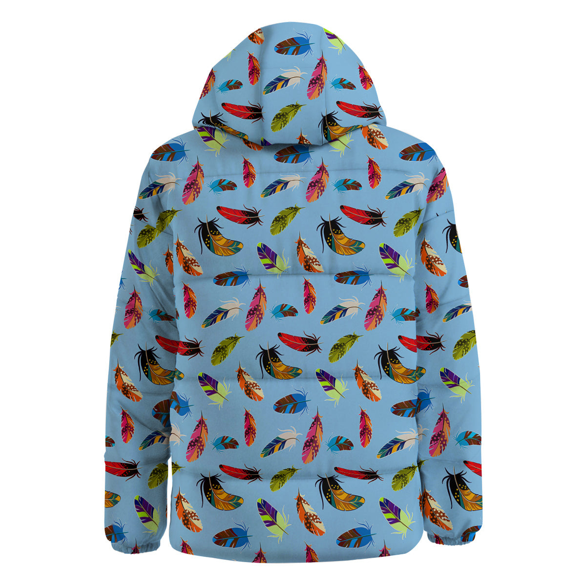 Colored Feathers Print Pattern Down Jacket-grizzshop