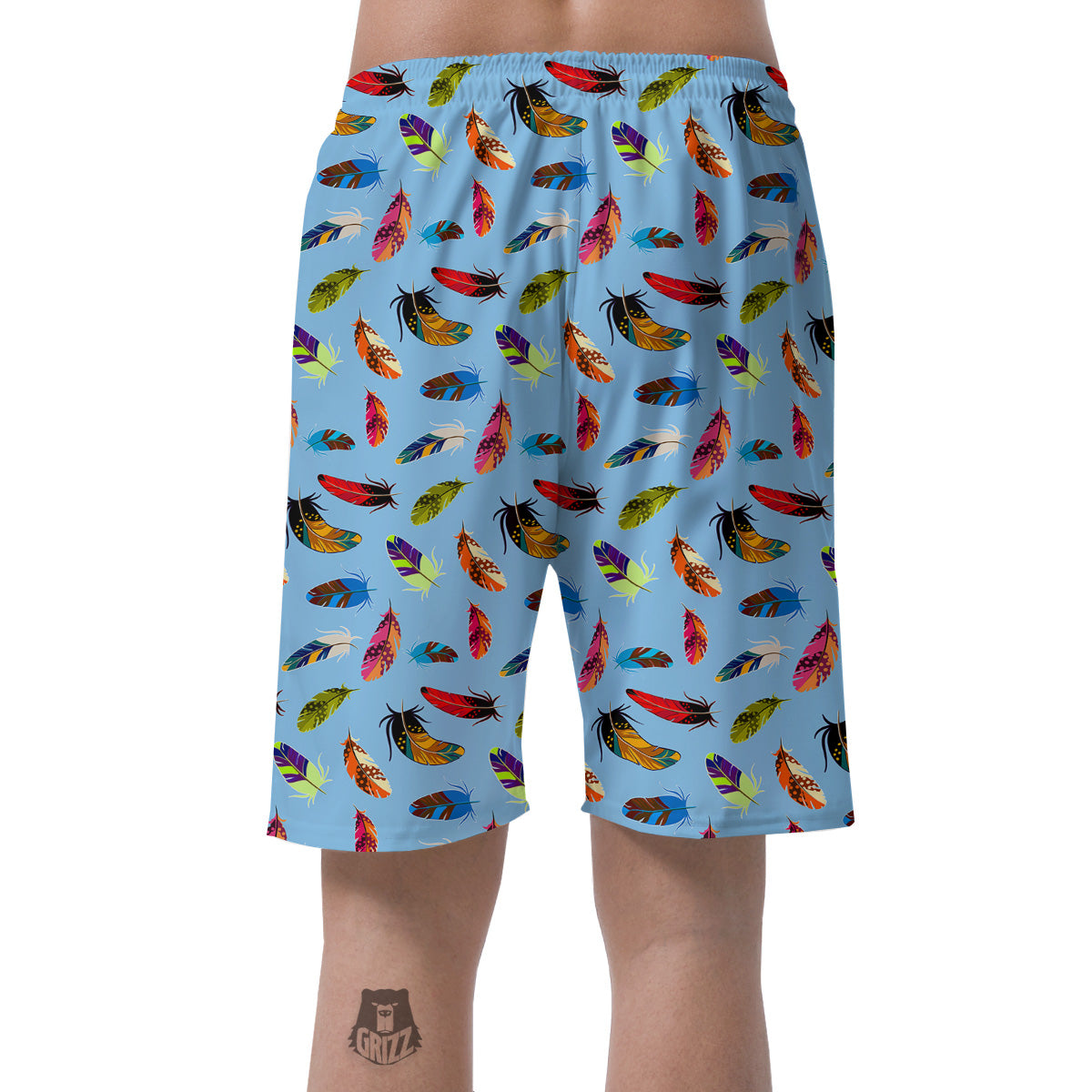 Colored Feathers Print Pattern Men's Shorts-grizzshop