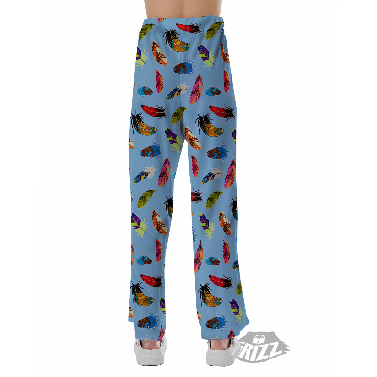 Colored Feathers Print Pattern Pajama Pants-grizzshop