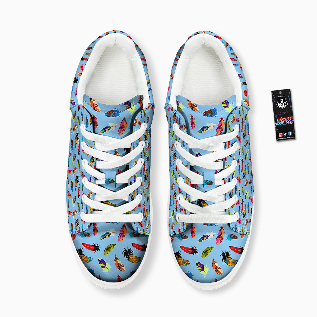 Colored Feathers Print Pattern Platform Shoes-grizzshop