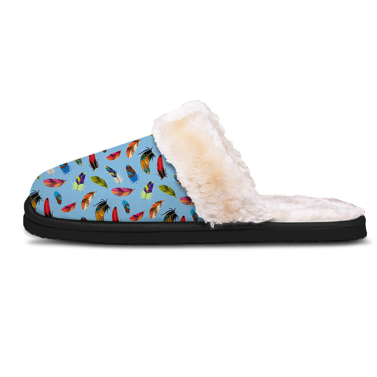 Colored Feathers Print Pattern Slippers-grizzshop