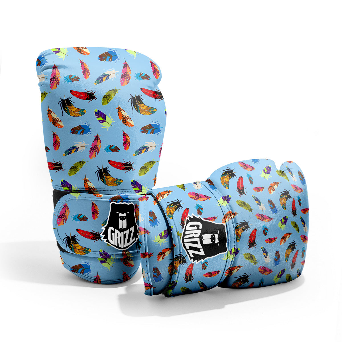Colored Feathers Print Pattern Sparring Gloves-grizzshop