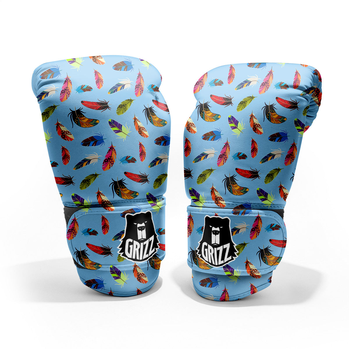 Colored Feathers Print Pattern Sparring Gloves-grizzshop