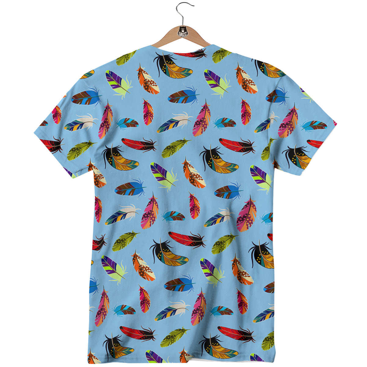 Colored Feathers Print Pattern T-Shirt-grizzshop
