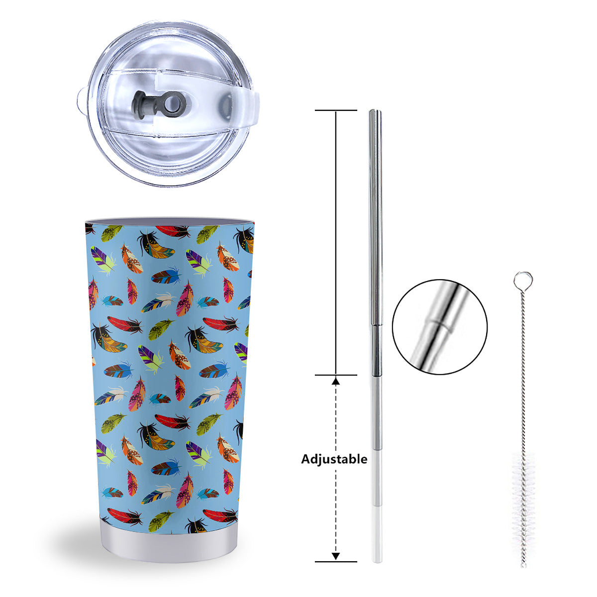 Colored Feathers Print Pattern Tumbler-grizzshop