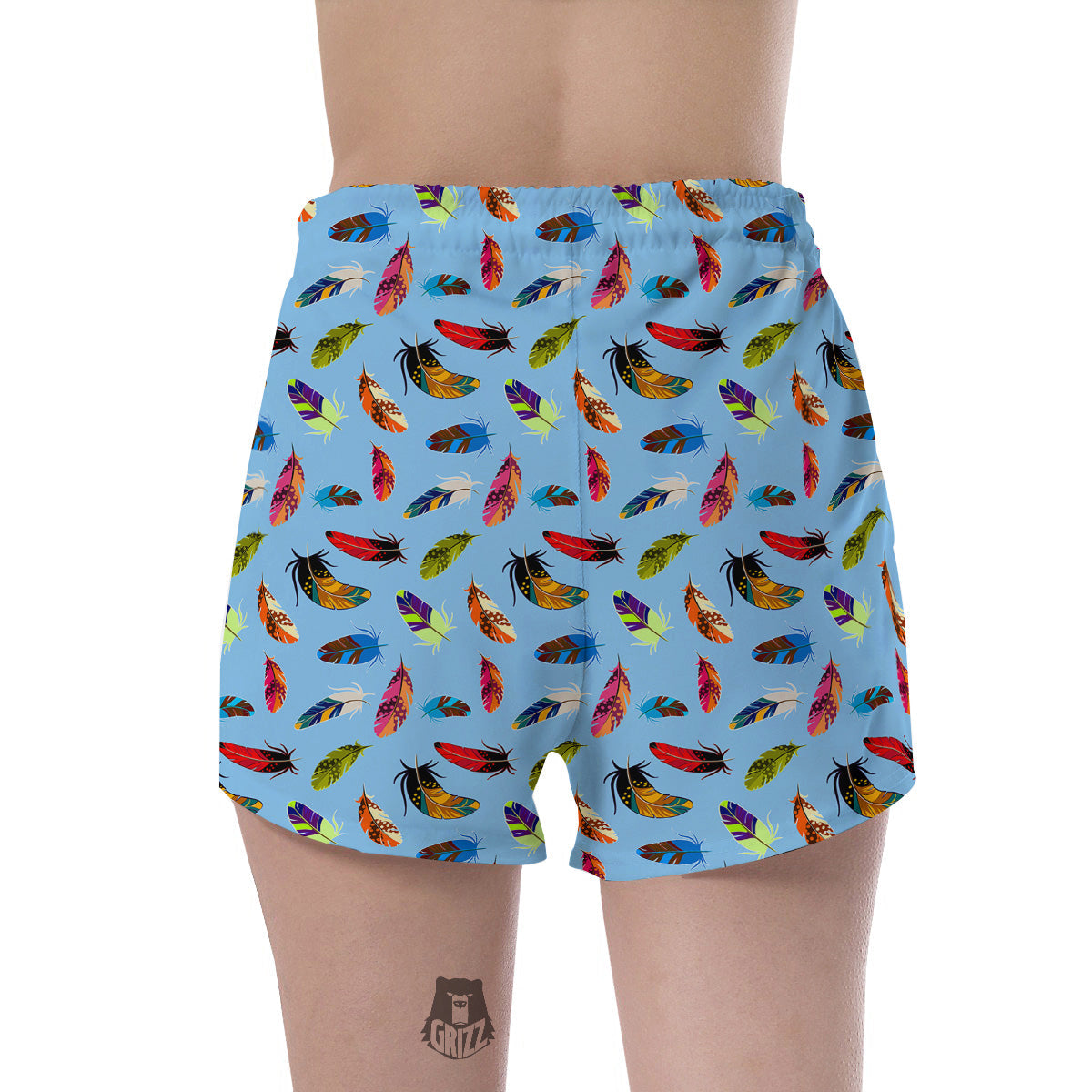 Colored Feathers Print Pattern Women's Shorts-grizzshop