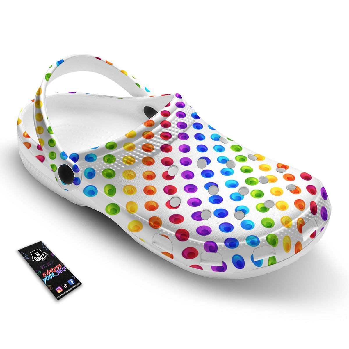 Colored Polka Dots Rainbow Print Pattern Clog-grizzshop