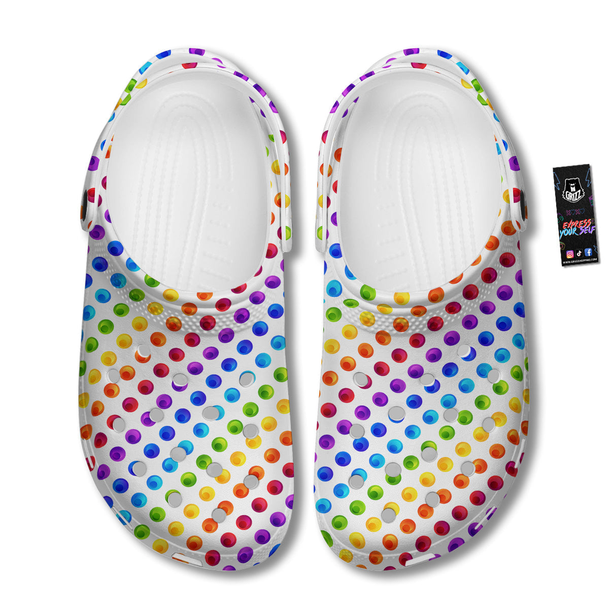 Colored Polka Dots Rainbow Print Pattern Clog-grizzshop