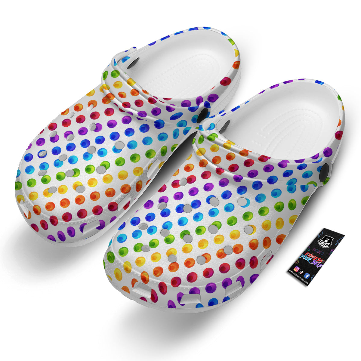 Colored Polka Dots Rainbow Print Pattern Clog-grizzshop