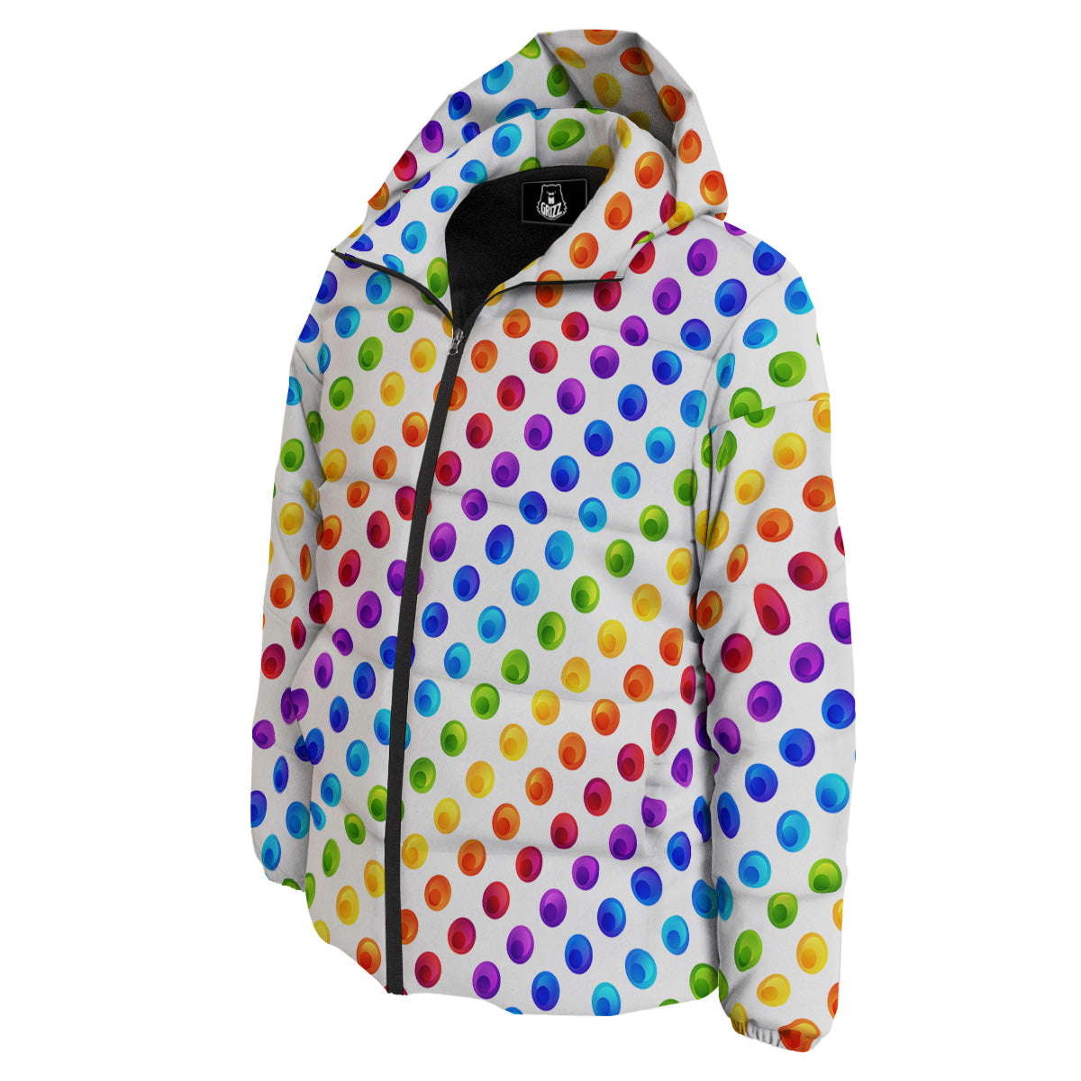 Colored Polka Dots Rainbow Print Pattern Down Jacket-grizzshop