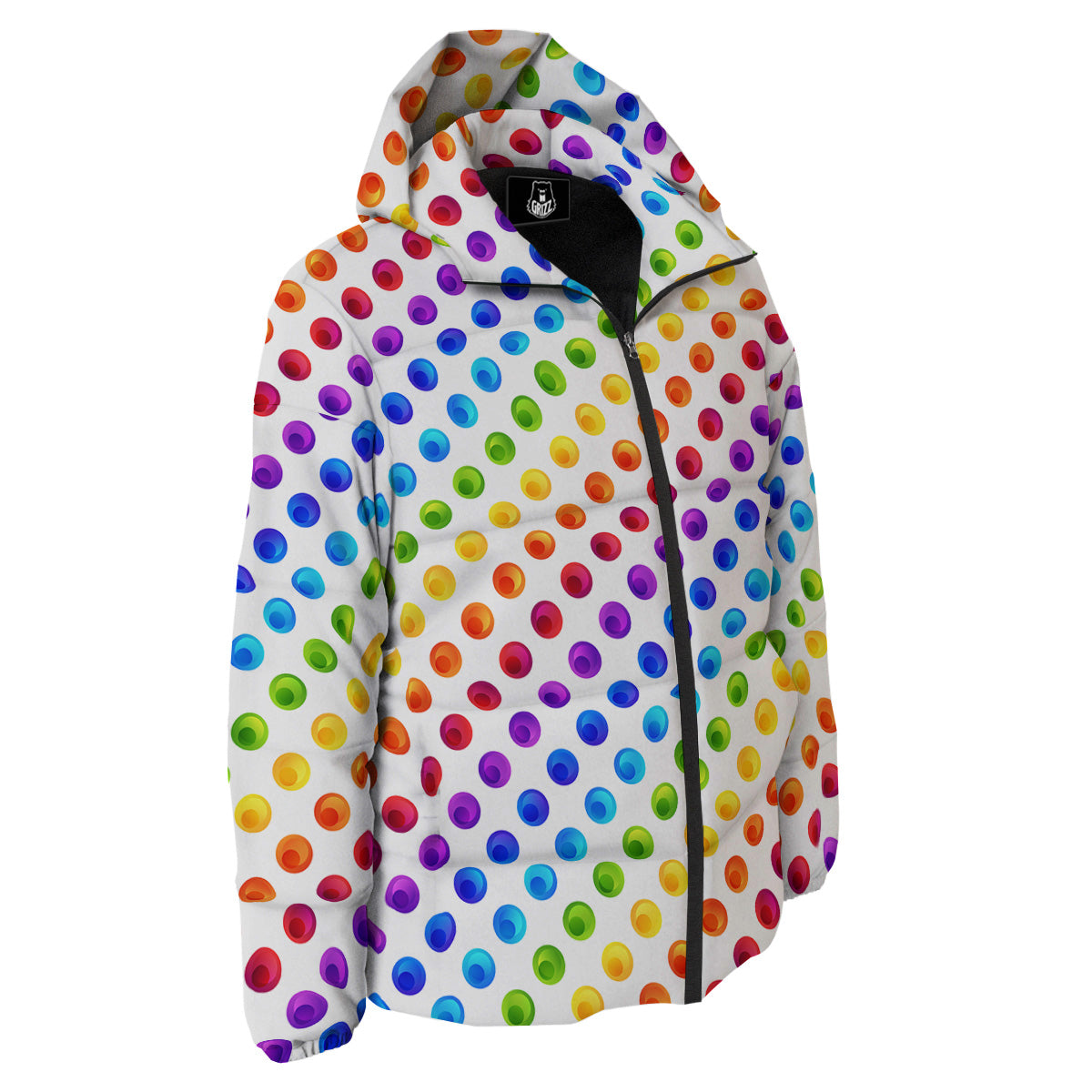 Colored Polka Dots Rainbow Print Pattern Down Jacket-grizzshop