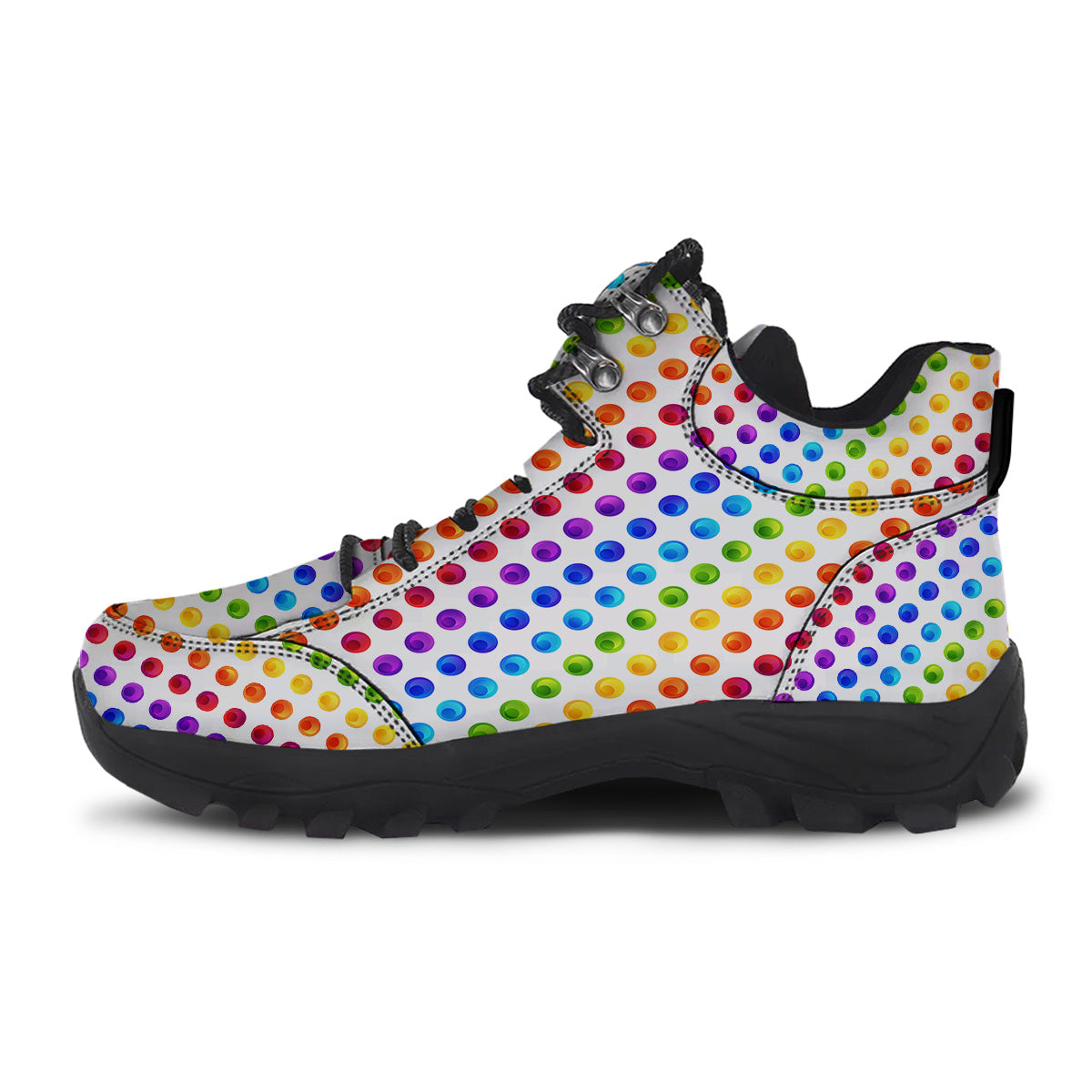 Colored Polka Dots Rainbow Print Pattern Hiking Shoes-grizzshop