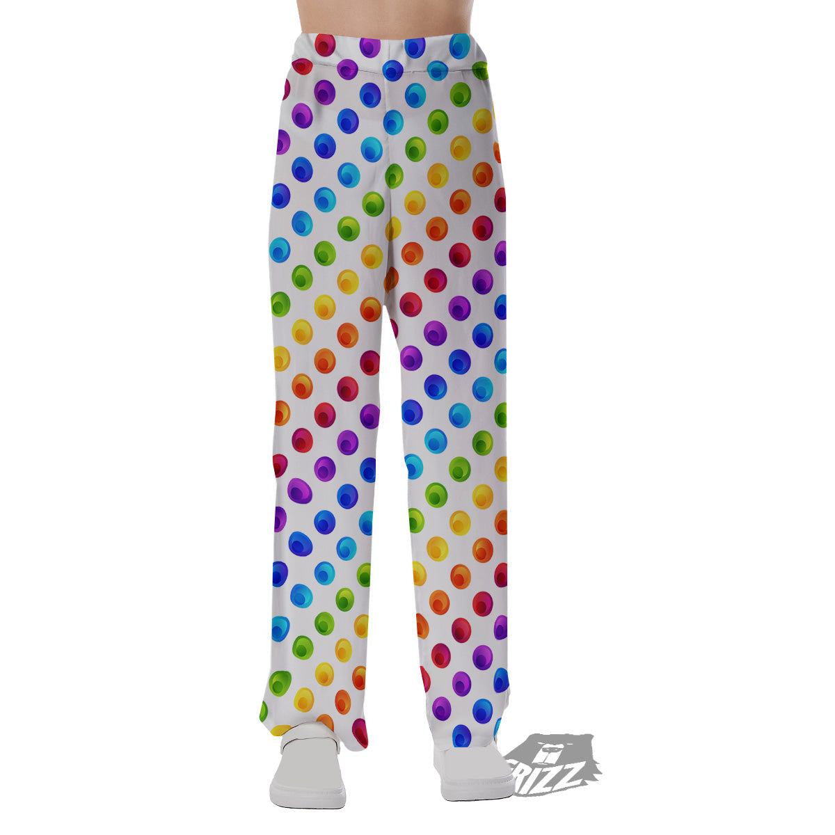 Colored Polka Dots Rainbow Print Pattern Pajama Pants-grizzshop